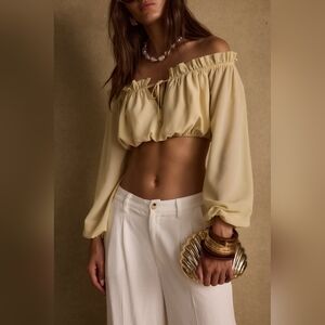 Yellow Chiffon Top & Skirt Set Panama